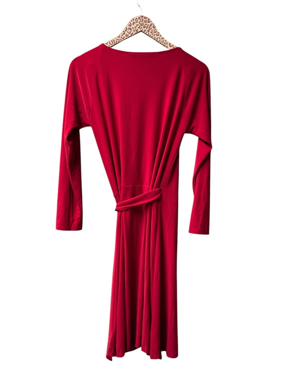 Norma Kamali Stretch Sweetheart Wrap Dress Long Sleeve Mini Red Large - Picture 3 of 10